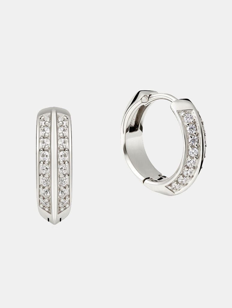 Metal Morphosis Double Zirconia Hoops In Silver sold by Skinnydip London