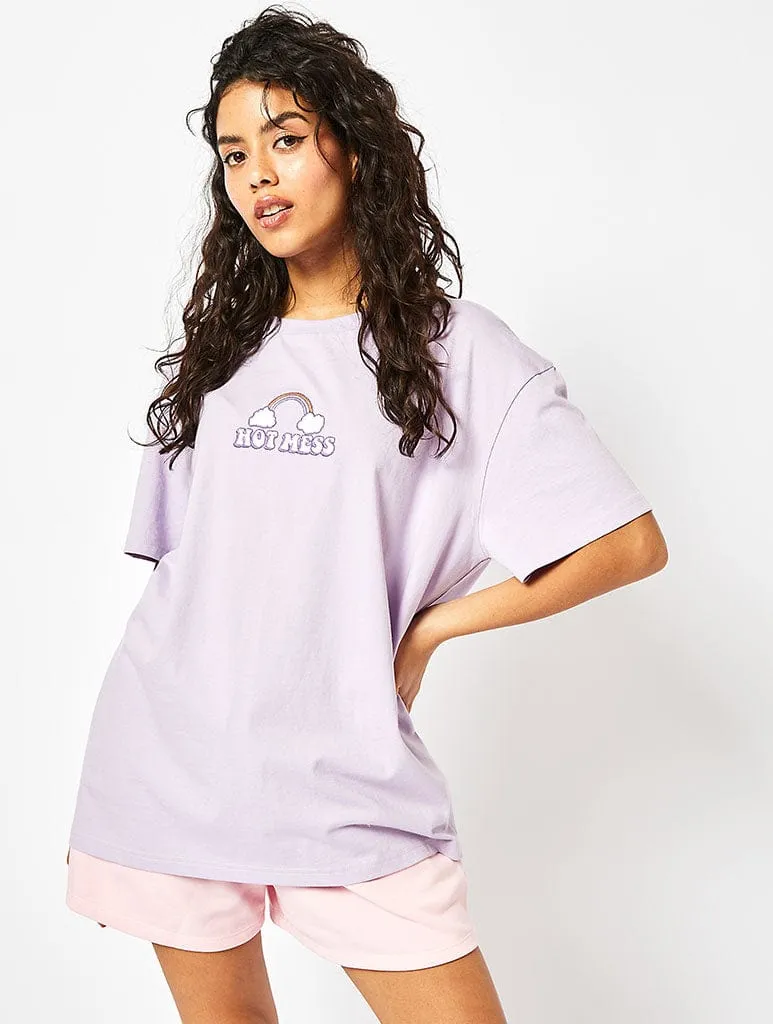 Hot Mess Oversized Lilac T-Shirt sold by Skinnydip London product image thumbnail 4