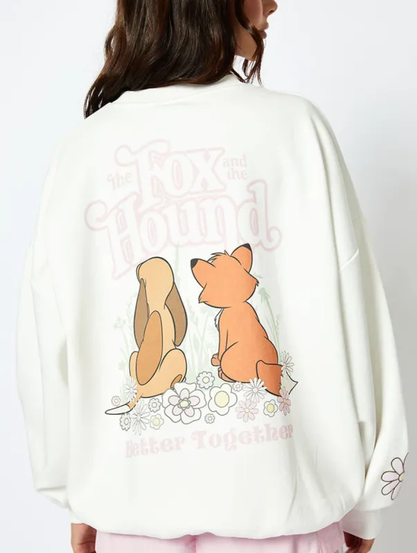 Disney The Fox and the Hound Sweatshirt in Ecru sold by Skinnydip London