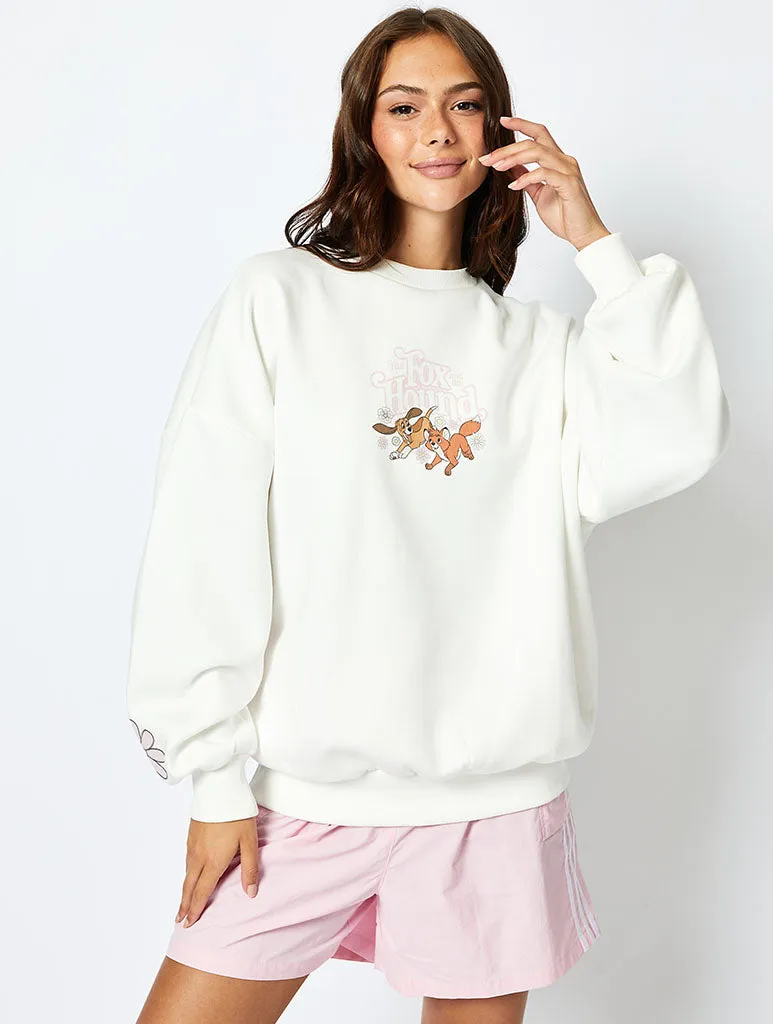 Disney The Fox and the Hound Sweatshirt in Ecru sold by Skinnydip London product image thumbnail 4