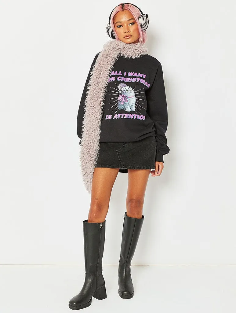 All I Want for Christmas is Attention Cat Sweatshirt sold by Skinnydip London product image thumbnail 4