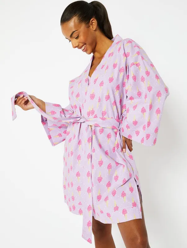 Ice Cream Print Cotton Dressing Gown sold by Skinnydip London