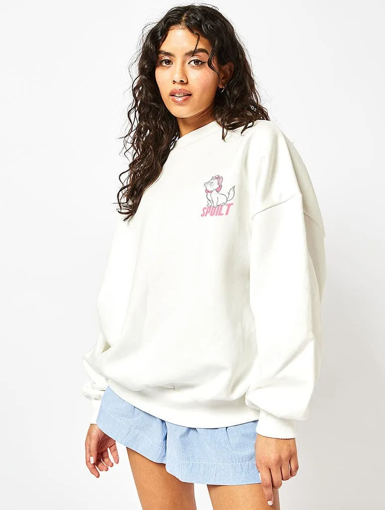 Disney Marie Spoilt Sweatshirt In Ecru sold by Skinnydip London