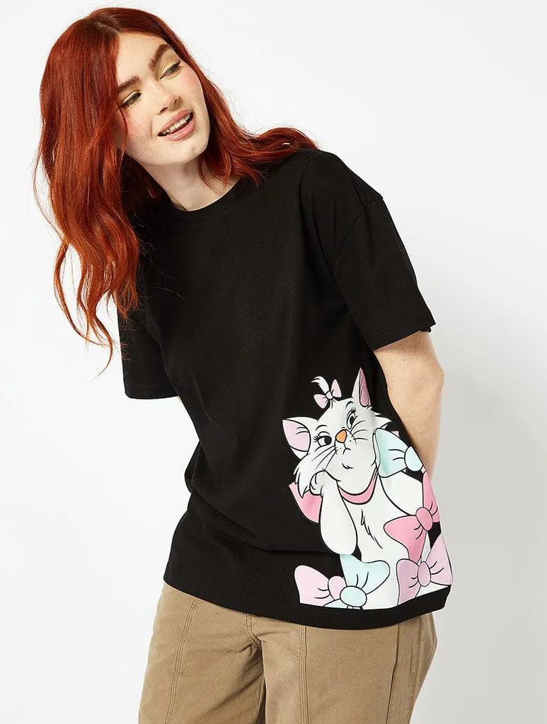 Disney Marie Oversized T-Shirt In Black sold by Skinnydip London