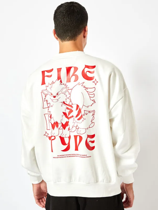 Pokemon Men's Arcanine Sweatshirt In White sold by Skinnydip London