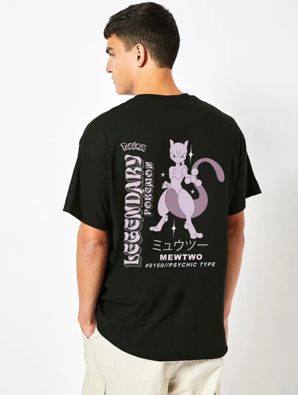Pokemon #0150 Mewtwo Mens T-Shirt in Black sold by Skinnydip London