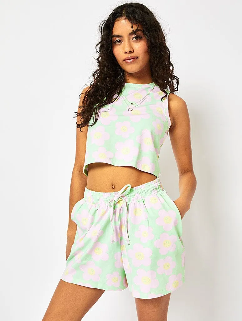 Happy Flowers Vest in Pink & Green sold by Skinnydip London product image thumbnail 3