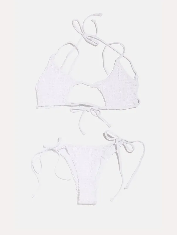 Marbella White Smock Bikini Bottoms sold by Skinnydip London