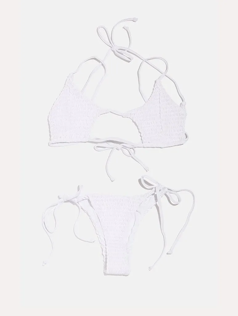 Marbella White Smock Bikini Bottoms sold by Skinnydip London