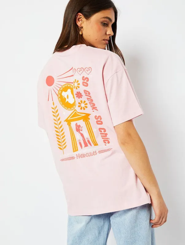 Disney Hercules So Greek So Chic T-Shirt in Pink sold by Skinnydip London