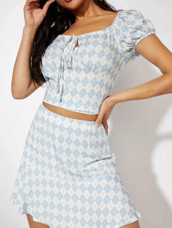 Argyle Flippy Mini Skirt sold by Skinnydip London