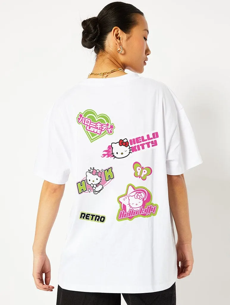Hello Kitty x Skinnydip Retro Sticker T-Shirt in White sold by Skinnydip London product image thumbnail 2