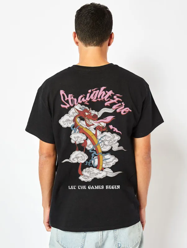 Disney Mushu Let The Games Begin T-Shirt in Black sold by Skinnydip London