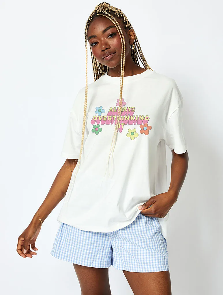 Always Overthinking Ecru T-Shirt sold by Skinnydip London