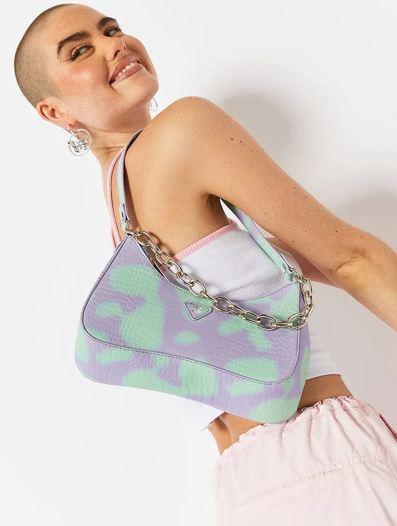 Kiera Aqua Croc Shoulder Bag sold by Skinnydip London product image thumbnail 3