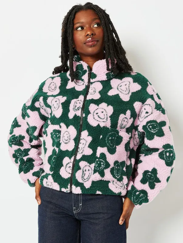 Flower Face Teddy Fleece Jacket sold by Skinnydip London