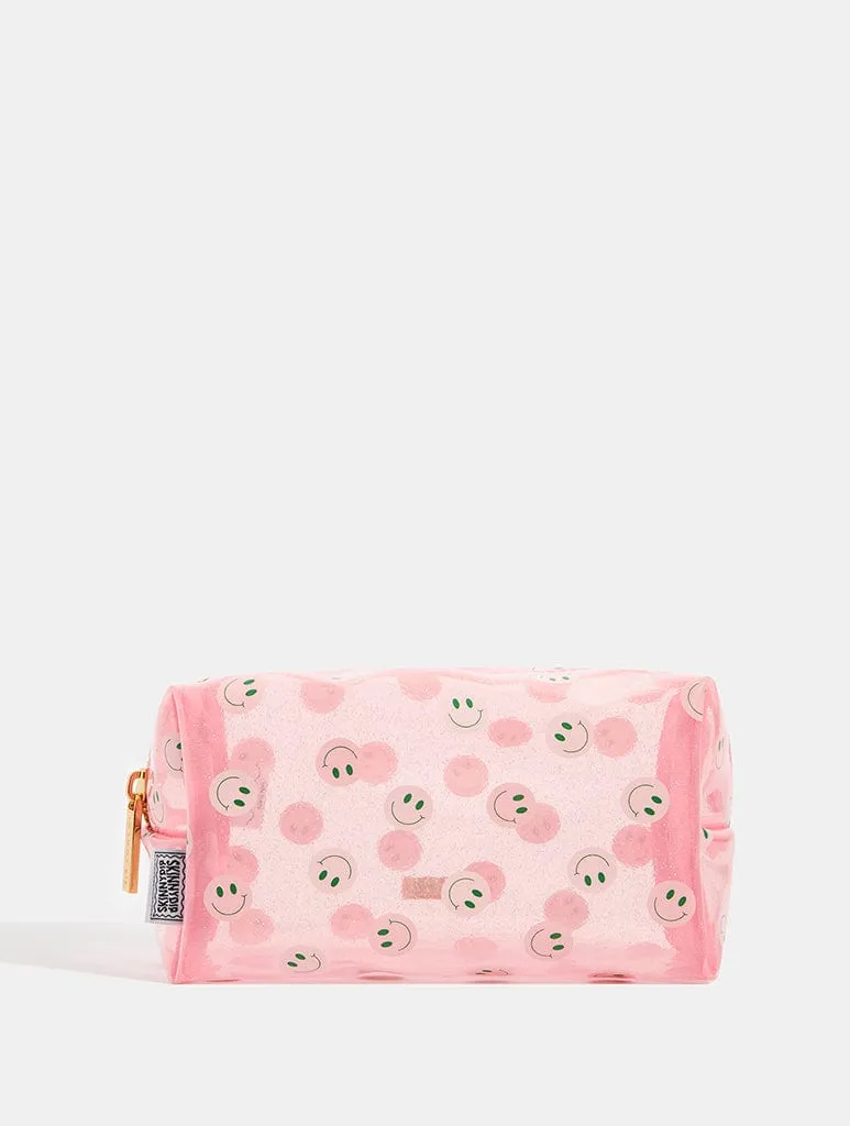 Pink & Green Happy Face Makeup Bag sold by Skinnydip London