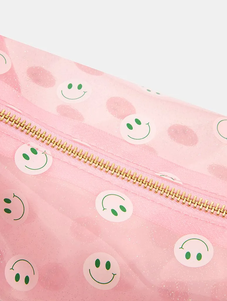 Pink & Green Happy Face Makeup Bag sold by Skinnydip London product image thumbnail 5