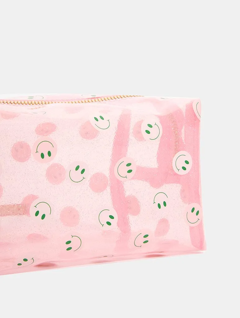 Pink & Green Happy Face Makeup Bag sold by Skinnydip London product image thumbnail 4