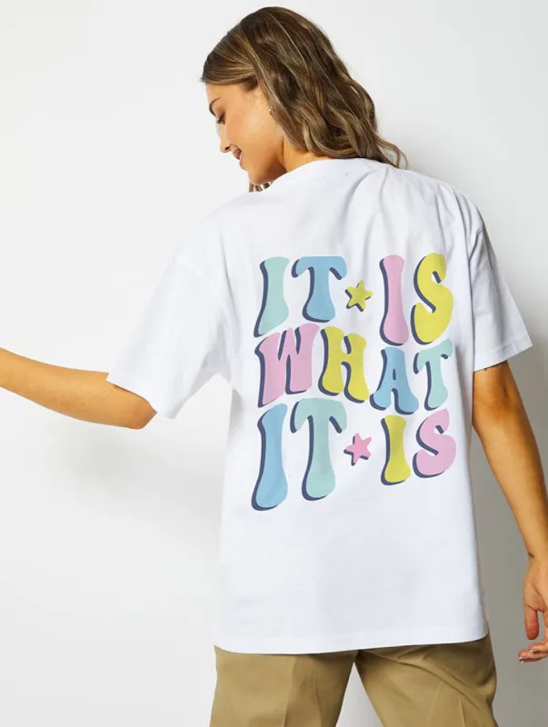 It Is What It Is T-Shirt in Ecru made by Skinnydip London