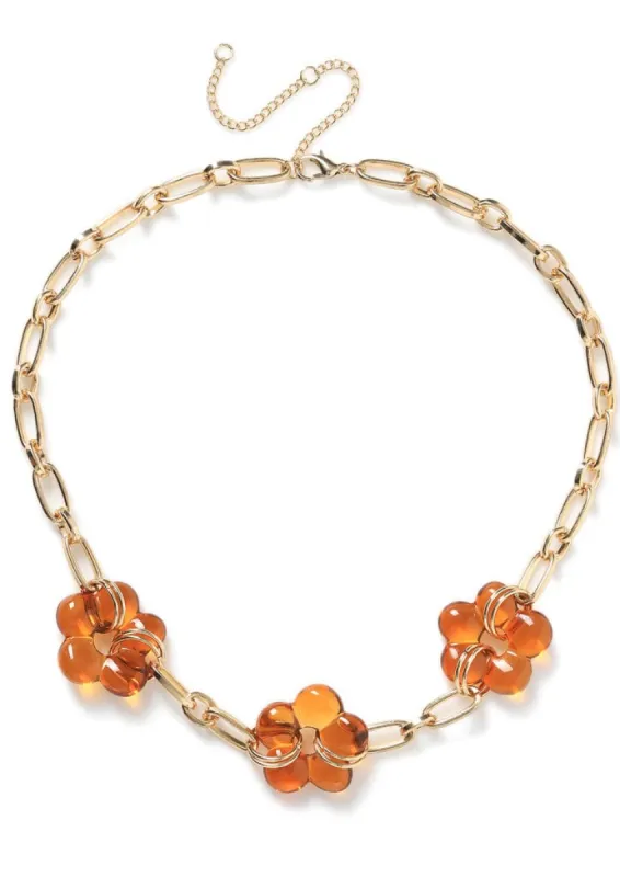 Liars & Lovers Orange Flower Necklace sold by Skinnydip London