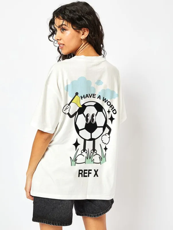 Have A Word Ref T-Shirt In White made by Skinnydip London