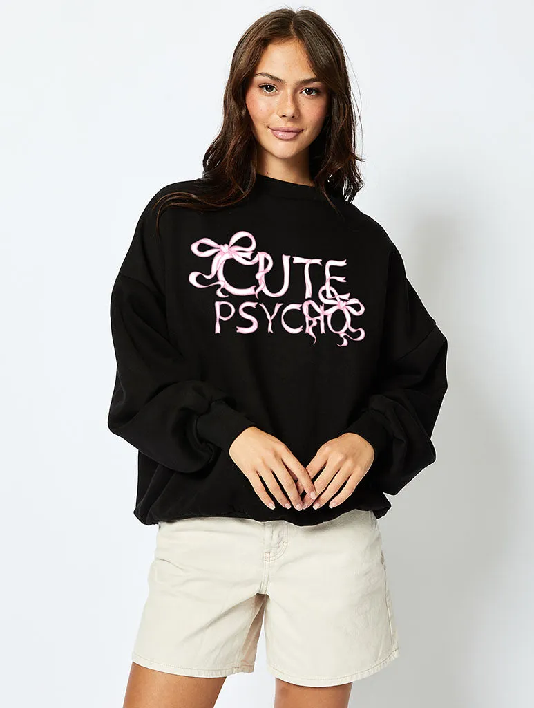 Cute Psycho Sweatshirt in Black sold by Skinnydip London