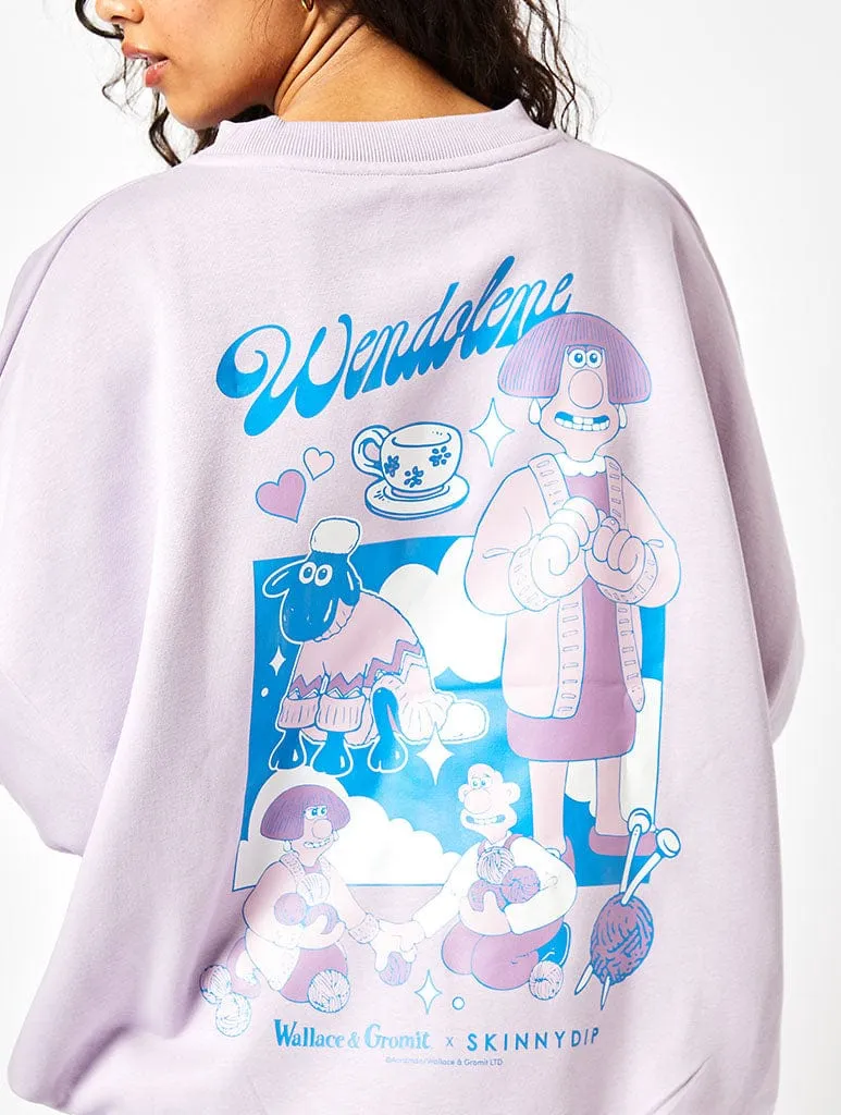 Wallace & Gromit x Skinnydip Wendolene Sweatshirt In Lilac sold by Skinnydip London product image thumbnail 2