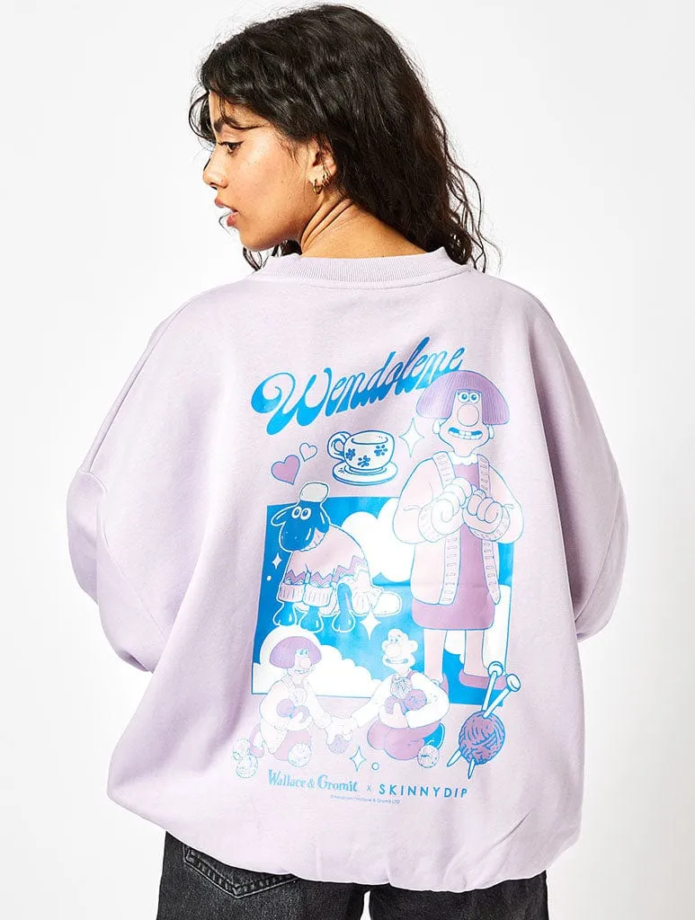 Wallace & Gromit x Skinnydip Wendolene Sweatshirt In Lilac sold by Skinnydip London
