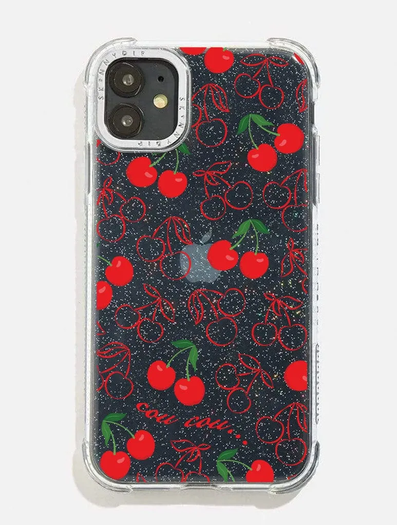 Cherry Print Glitter Shock iPhone Case sold by Skinnydip London