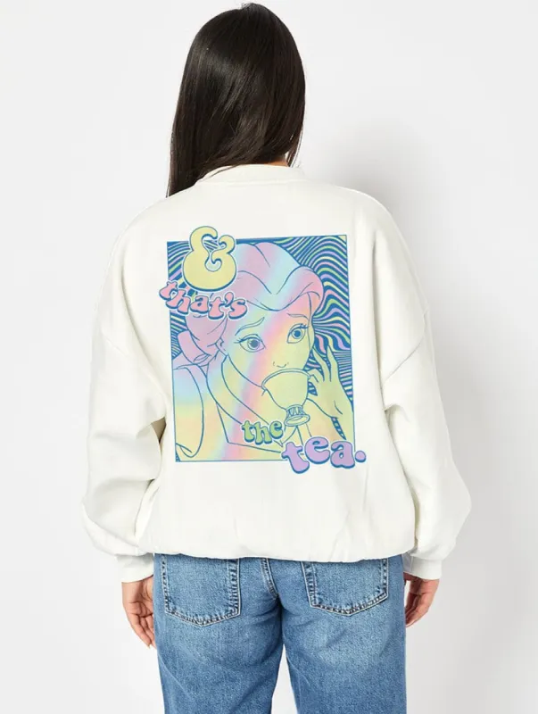 Disney Belle And That's The Tea Sweatshirt In Ecru sold by Skinnydip London