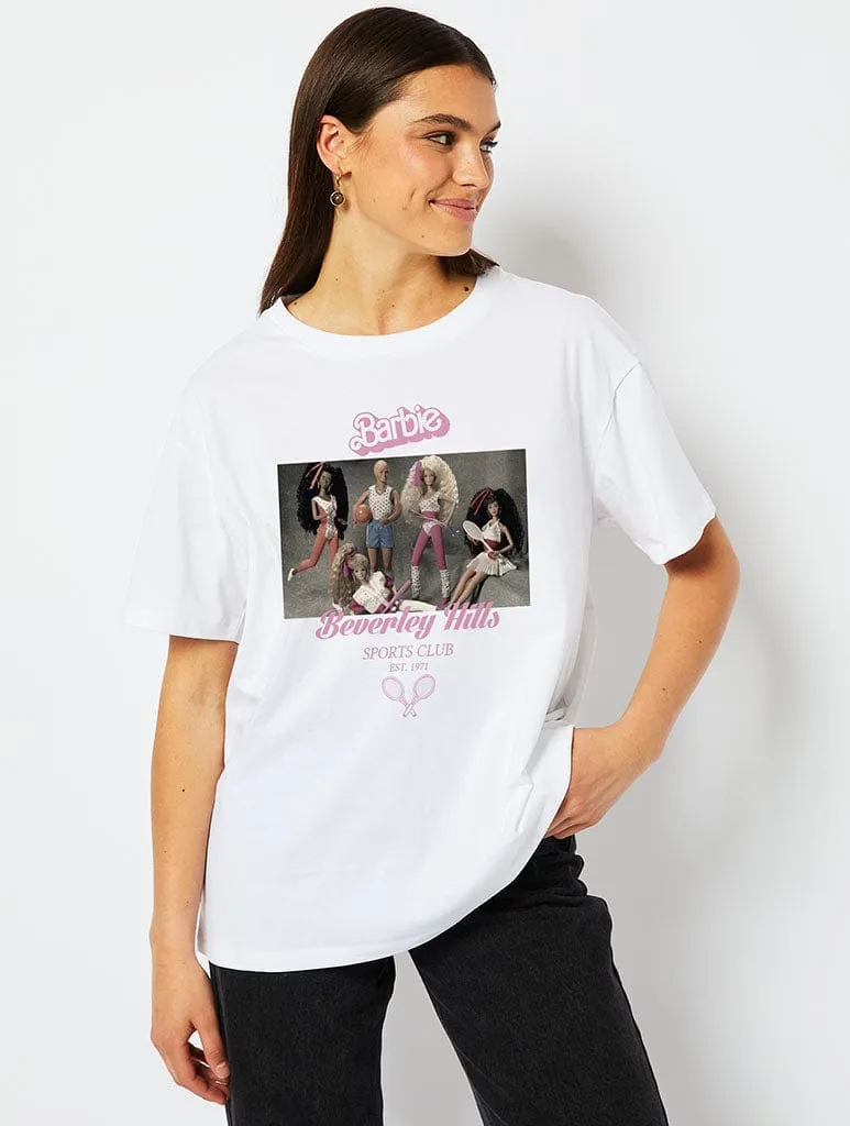 Barbie x Skinnydip Beverley Hills Photo T-Shirt in White sold by Skinnydip London
