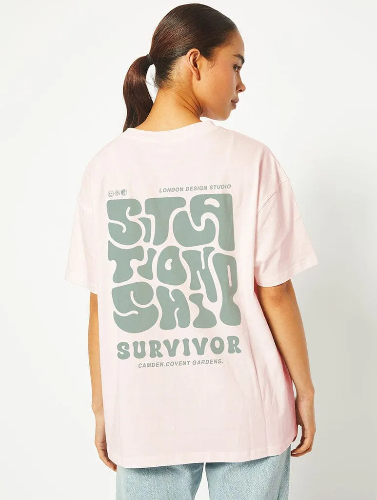 Situationship Survivor T-Shirt In Pink sold by Skinnydip London