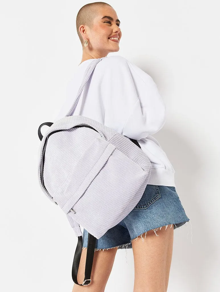 Sadie Lilac Cord Backpack sold by Skinnydip London