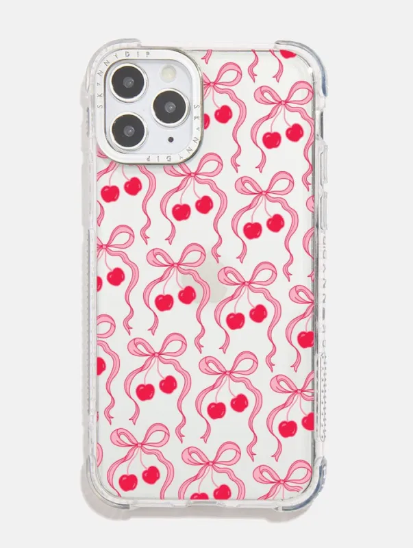 Cherry Ribbon Bow Repeat Shock iPhone Case sold by Skinnydip London