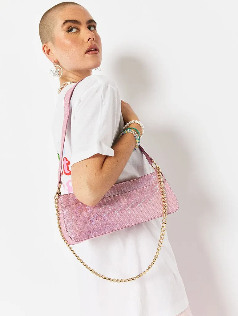 Beck Pink Glitz Shoulder Bag sold by Skinnydip London