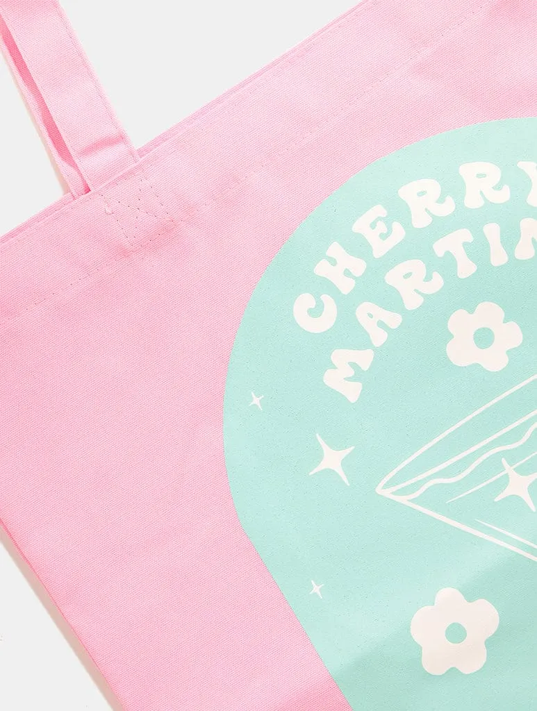 Cherry Martini Canvas Tote Bag sold by Skinnydip London product image thumbnail 5