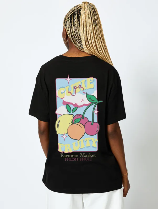 Cutie Fruity T-Shirt in Black sold by Skinnydip London