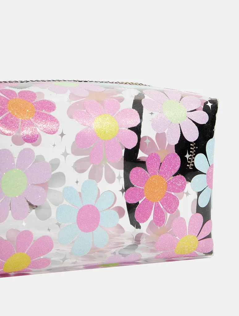 Large Glitter Floral Makeup Bag sold by Skinnydip London product image thumbnail 3