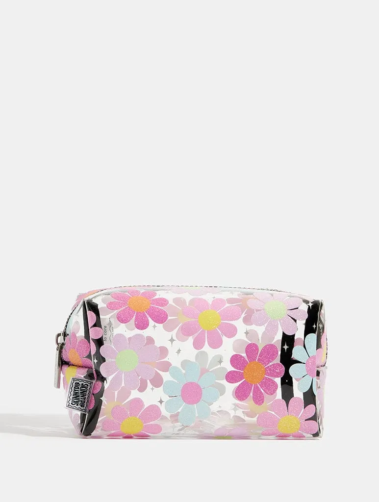Large Glitter Floral Makeup Bag sold by Skinnydip London