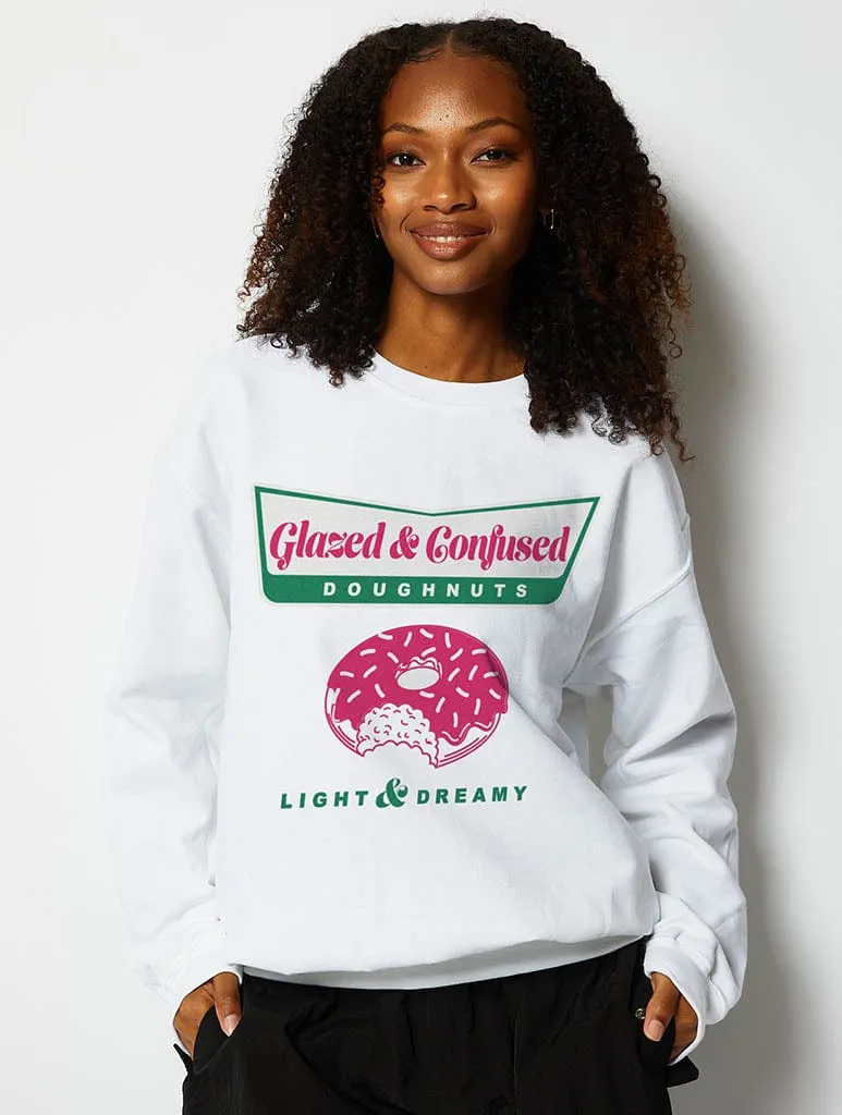 Glazed & Confused Sweatshirt in White sold by Skinnydip London