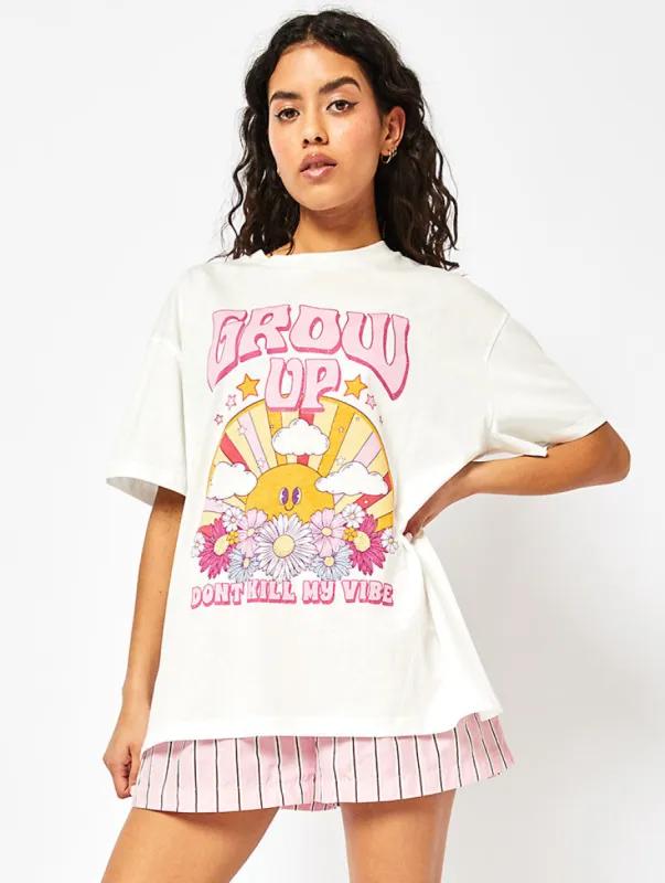 Grow Up T-Shirt In Ecru sold by Skinnydip London