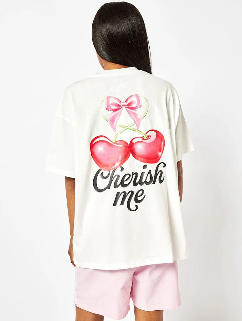 Cherish Me T-Shirt In White sold by Skinnydip London