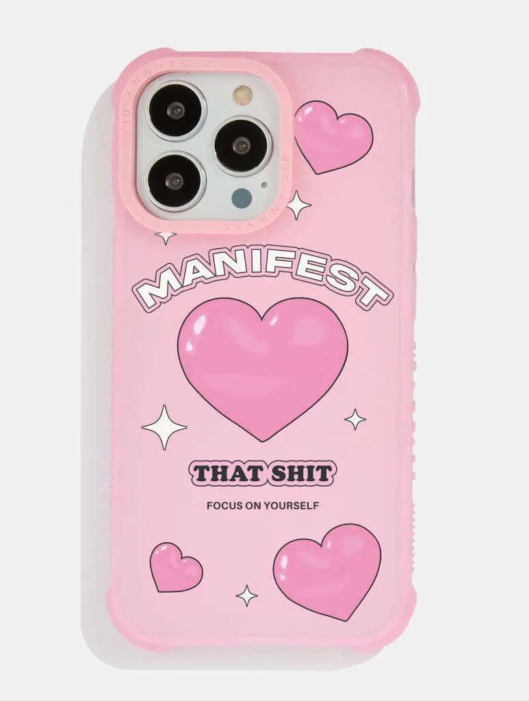 Manifest That Shit Pink Shock iPhone Case sold by Skinnydip London