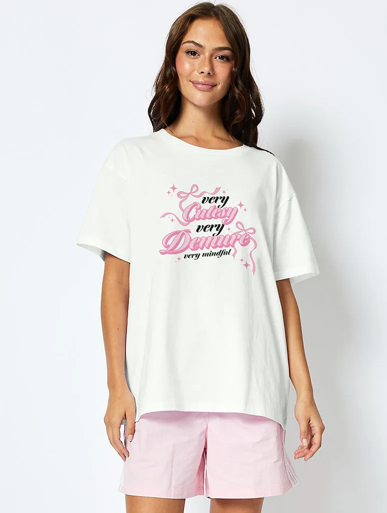 Very Demure T-Shirt in Ecru sold by Skinnydip London