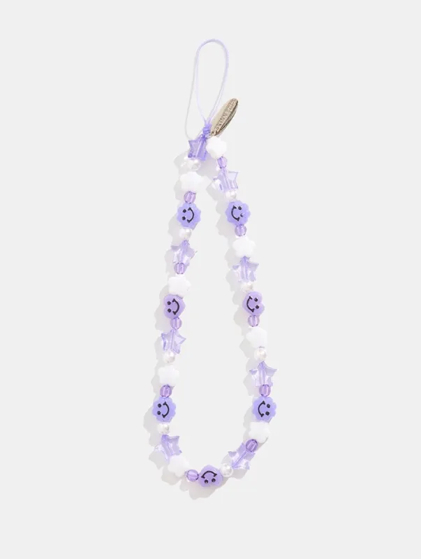 Lilac Happy Face Beaded Strap made by Skinnydip London