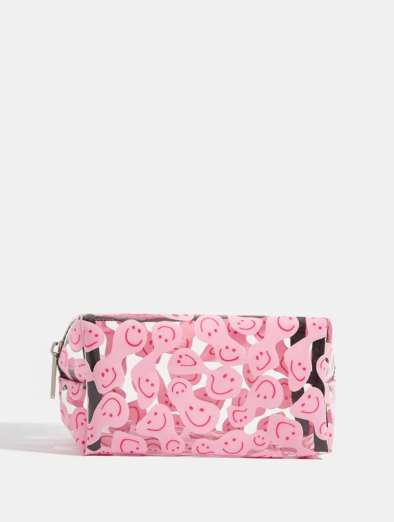 Warped Happy Face Makeup Bag sold by Skinnydip London