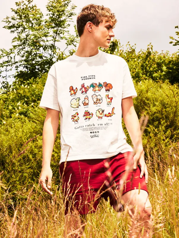 Pokemon Men's Fire Type T-Shirt In White sold by Skinnydip London