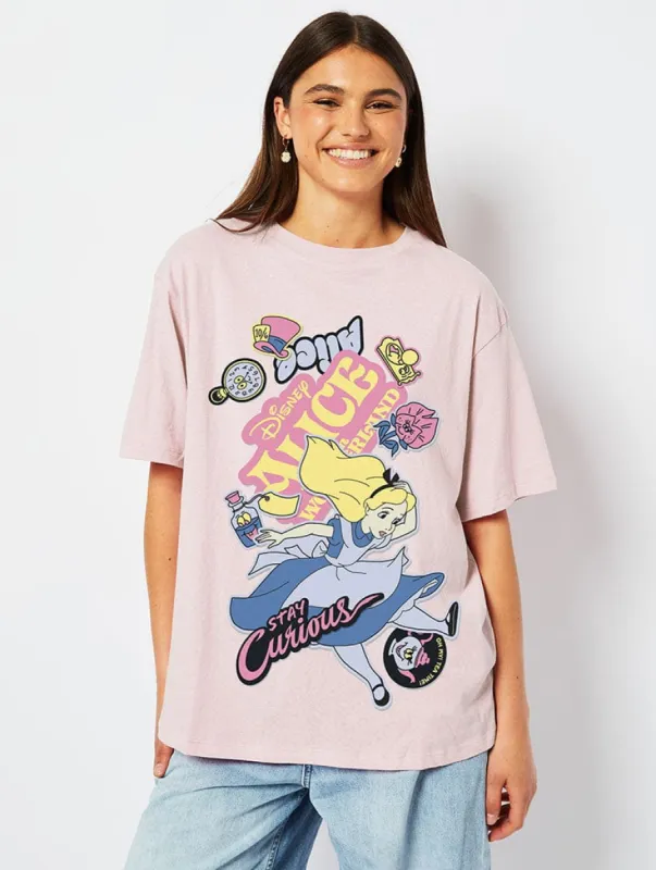 Disney Alice in Wonderland T-Shirt in Pink sold by Skinnydip London