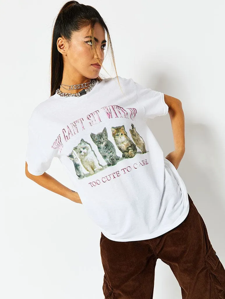You Can't Sit With Us Kitten Oversized T-Shirt sold by Skinnydip London product image thumbnail 3